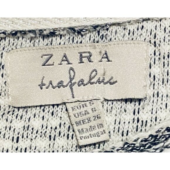 Zara Top Womens Small Metallic Tweed Textured Long Sleeves Boho Stretch Y2K - Picture 4 of 7